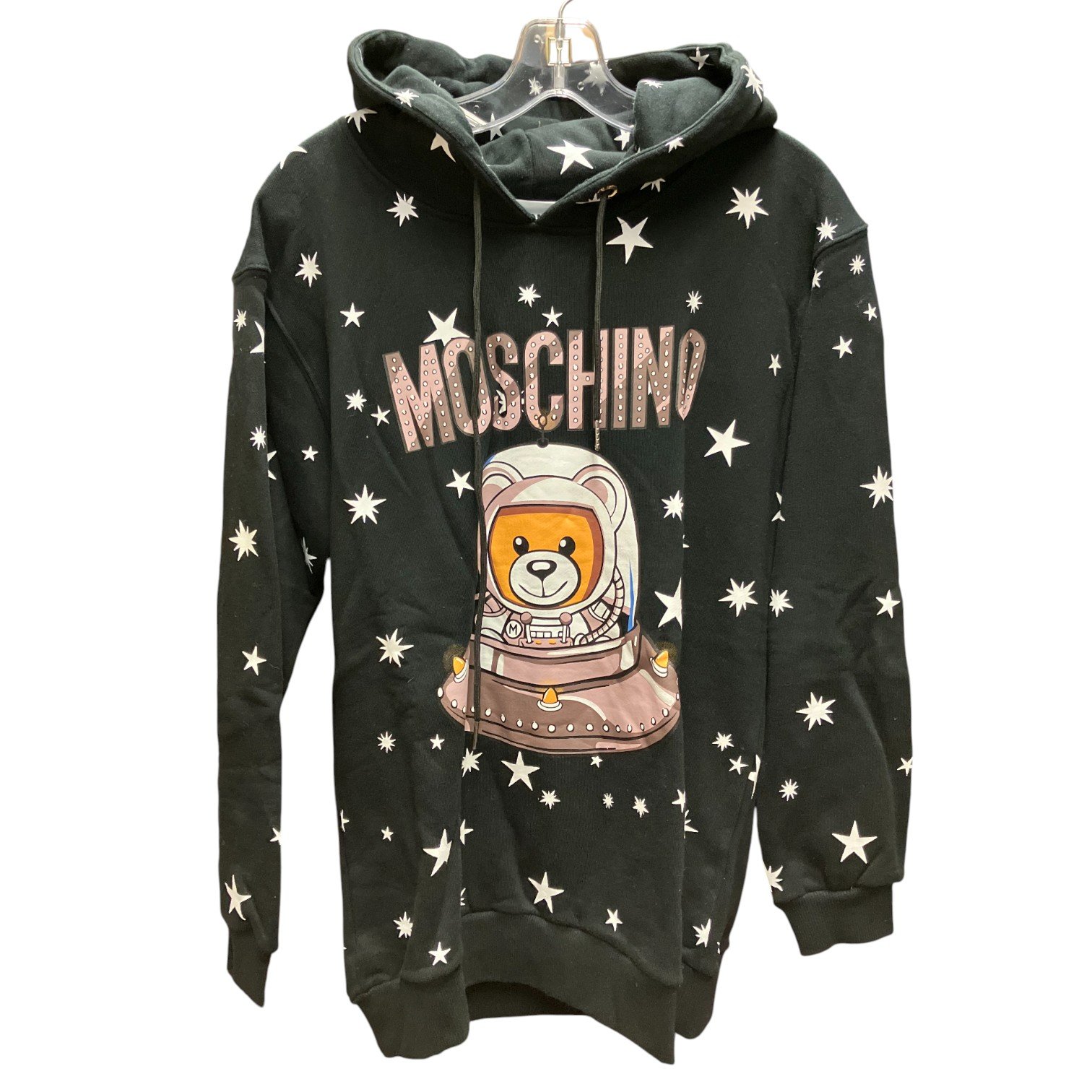 NEW Moschino x Print Temps Spaceship Teddy Hoodie, Black, Men's