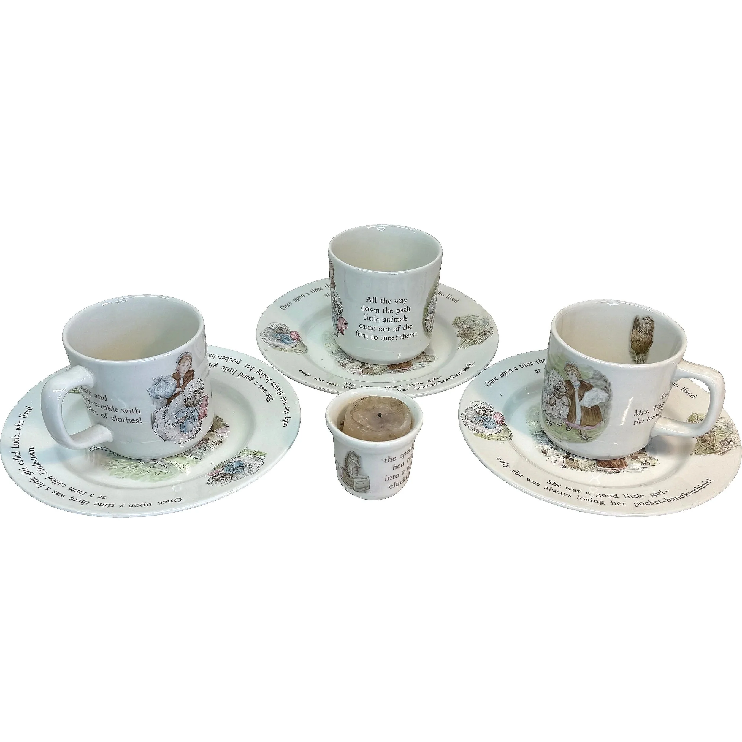  Mrs. Tiggy-Winkle 食器４点セット Vintage Wedgwood Beatrix Potter Mrs. Tiggy-Winkle Child's Tea Set
