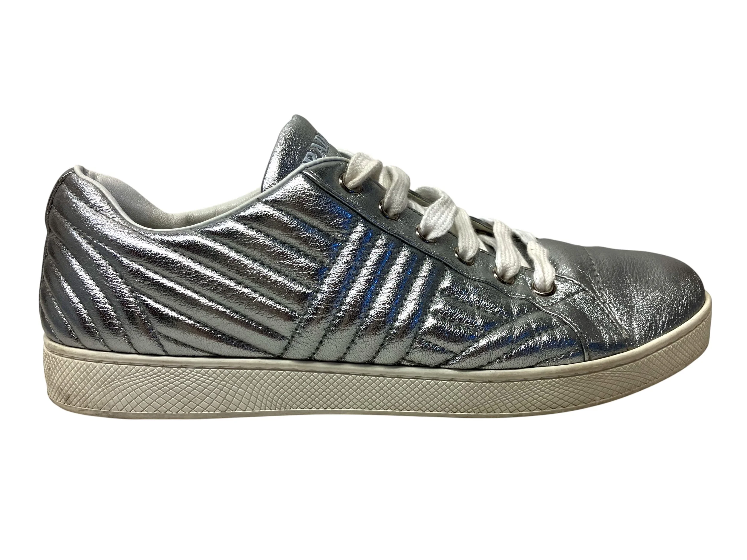 Prada Silver Sneakers, Size 40 (US 9.5-10) — Mercer Island Thrift Shop