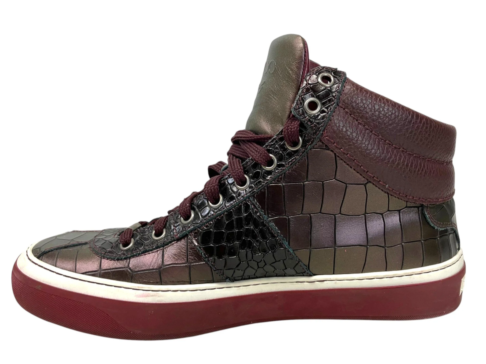 Jimmy Choo Belgravi Crocodile Sneakers, Burgundy, Men's Size 9 (EU