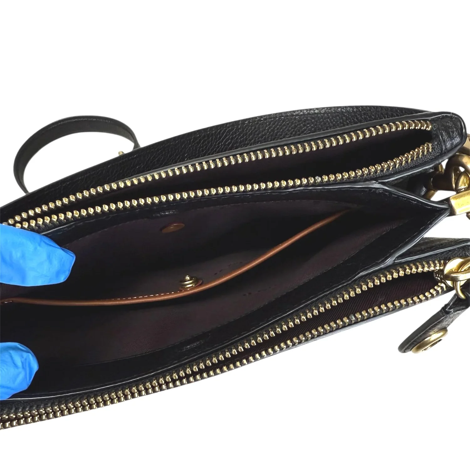 Coach Black Leather Bag with Gold Zipper Coach Black Leather Town Tote Bag Imitation Gold Hardware main image 4