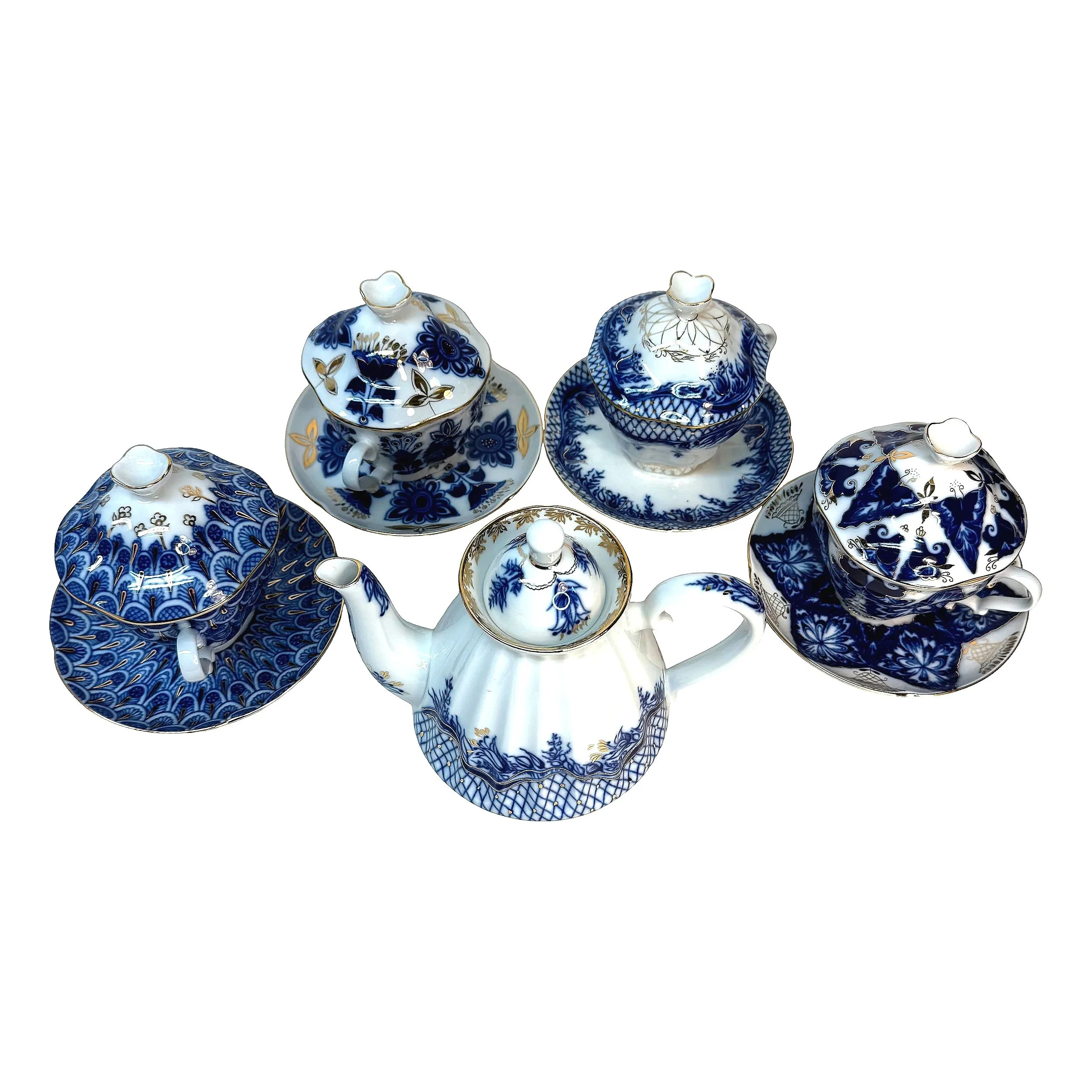 Vintage Russian LFZ Lomonosov Porcelain Tea Service Collection