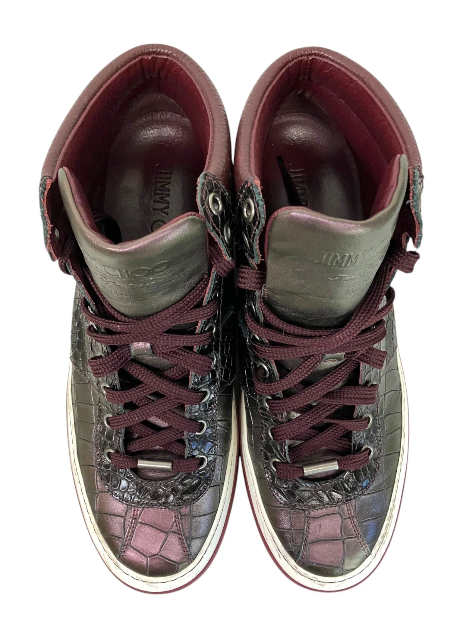 Jimmy Choo Belgravi Crocodile Sneakers, Burgundy, Men's Size 9 (EU
