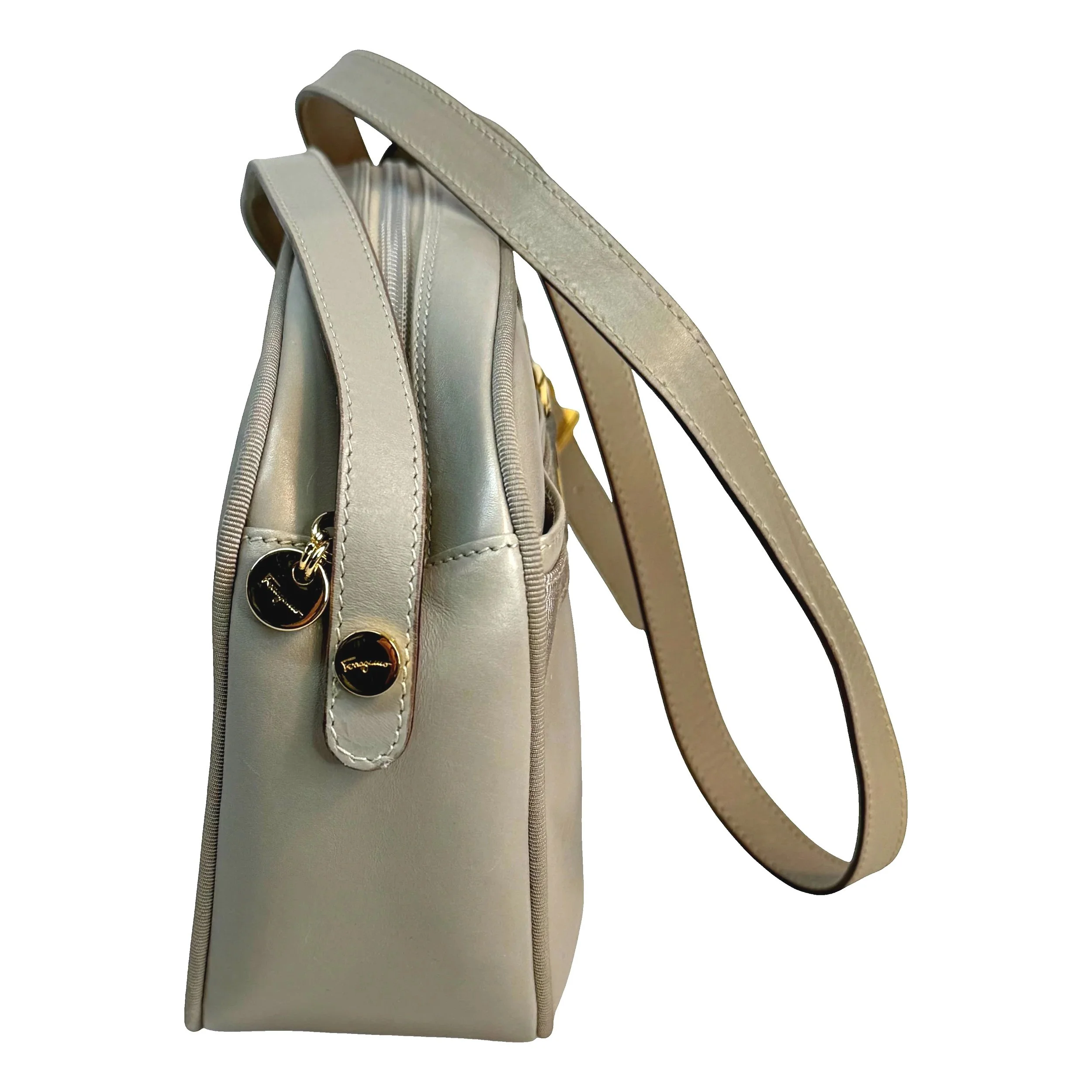 Vintage Salvatore Ferragamo Vara Bow Leather Camera Bag, Taupe