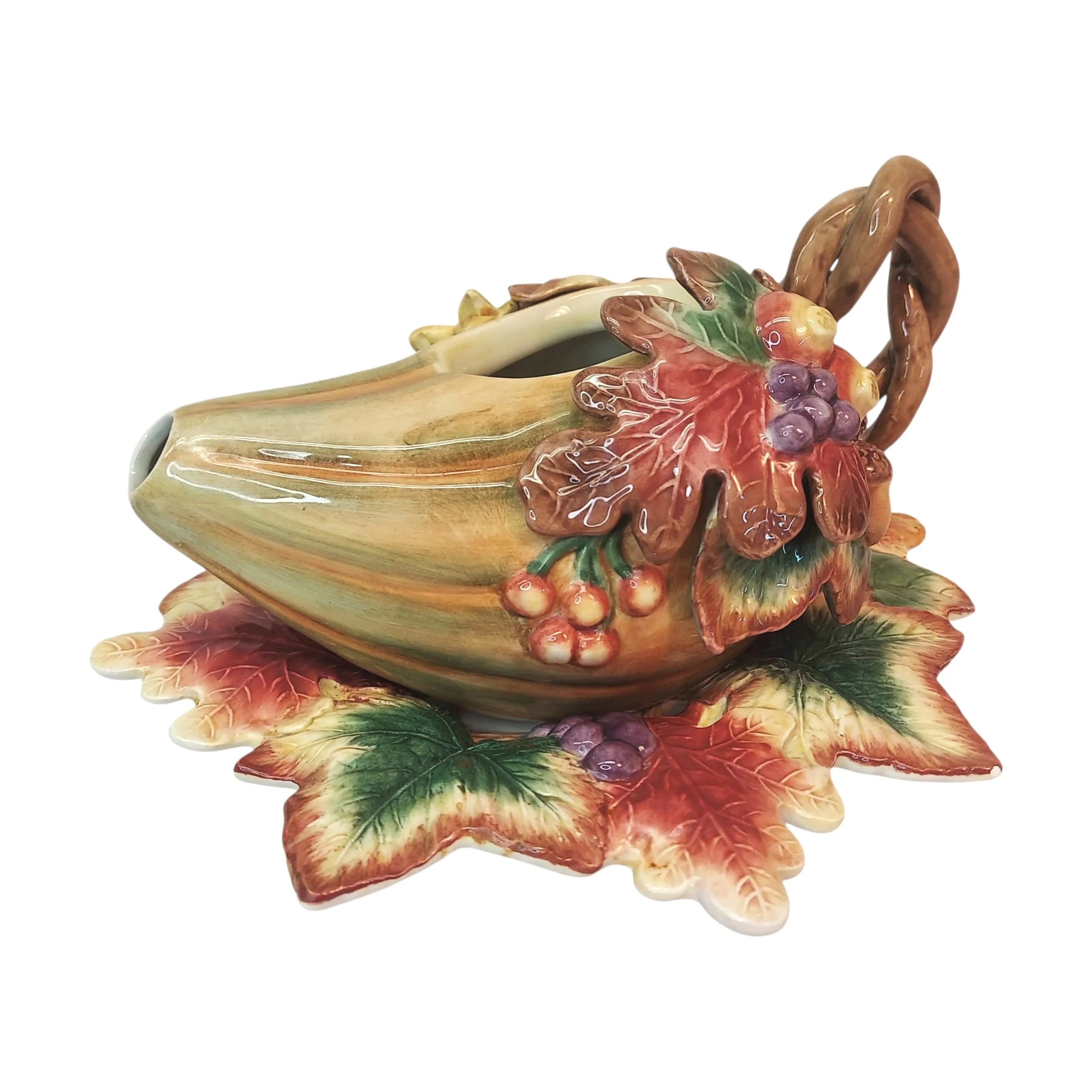 Fitz and Floyd Classics 2003 Harvest Heritage Gourd Gravy Boat +