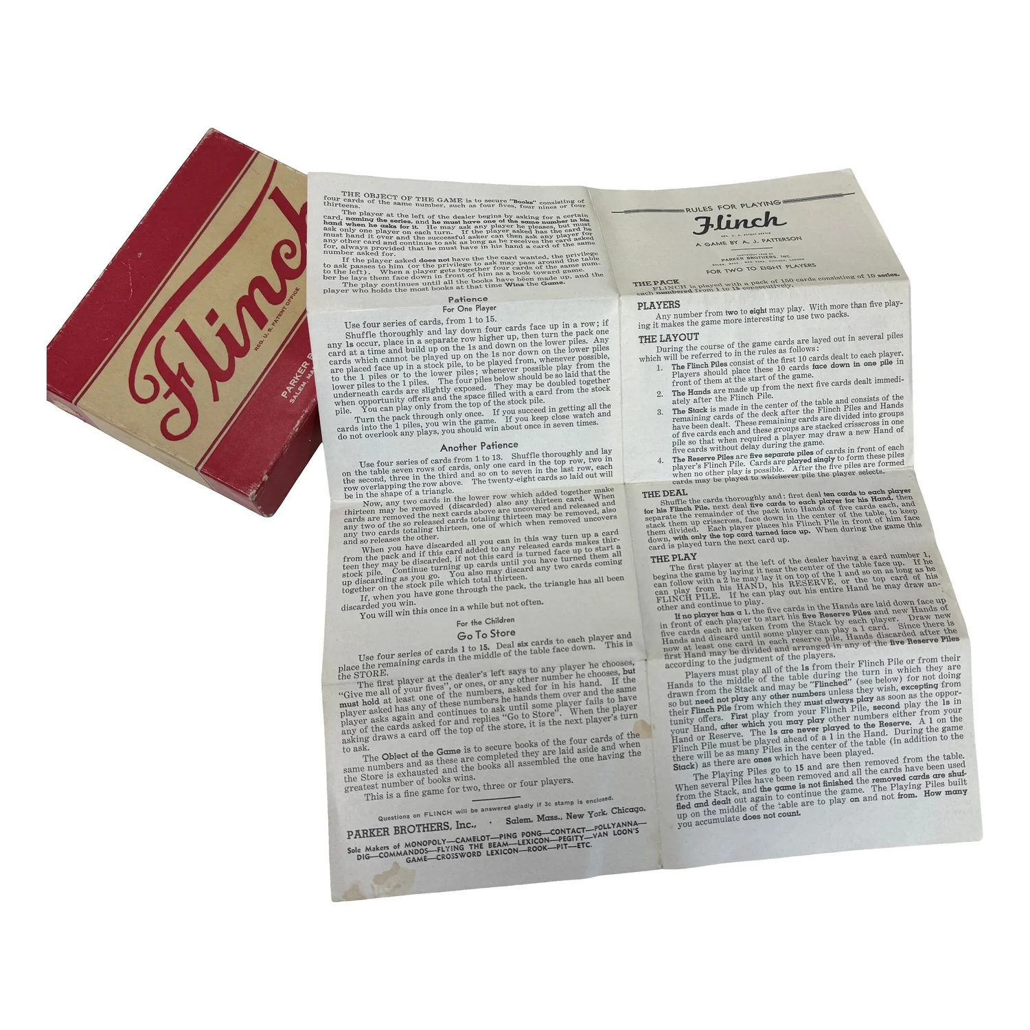 Vintage 1938 Parker Brothers “Flinch” Card Game - Complete in