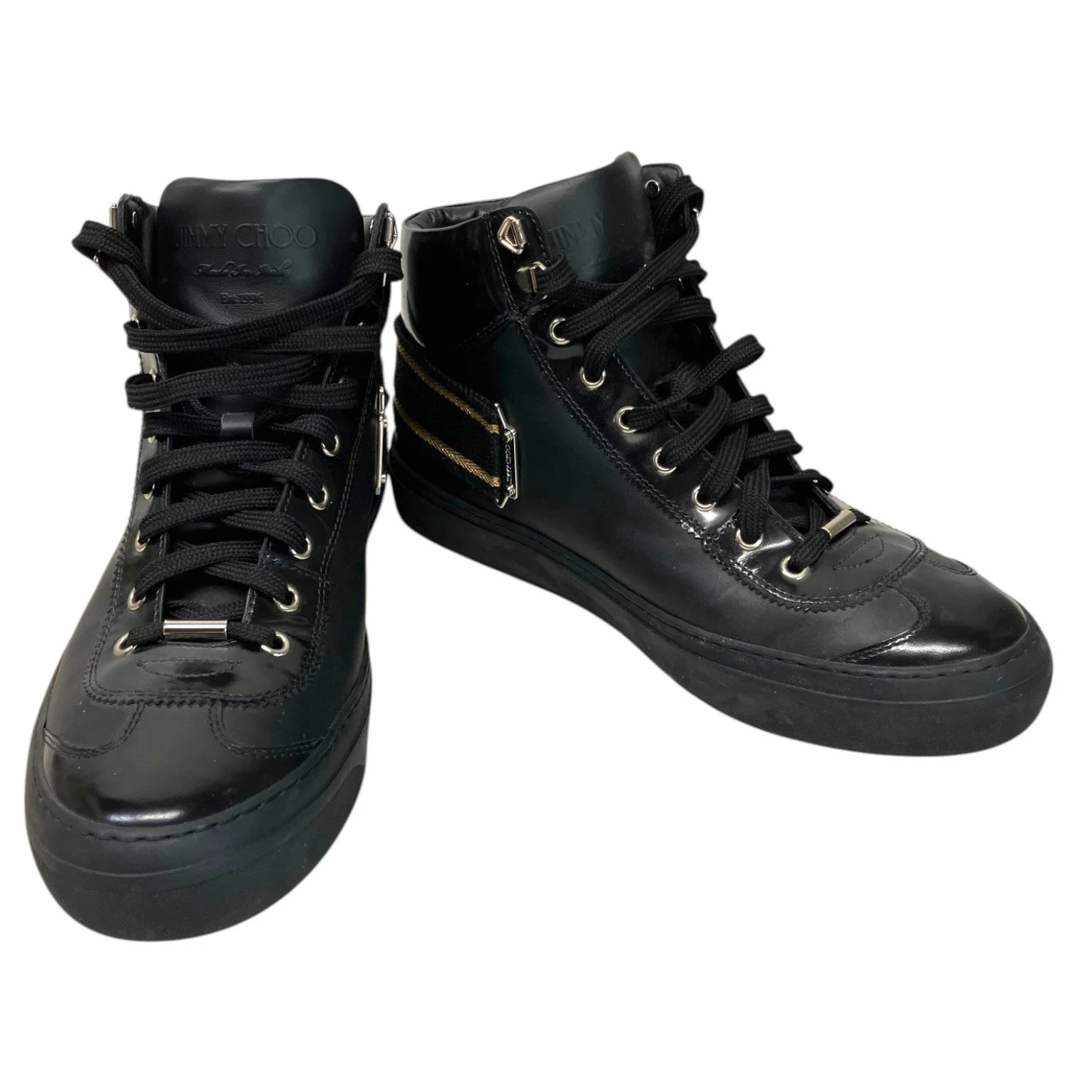 Jimmy Choo Argyle Strap Trainer Leather Sneakers, Black, Men's