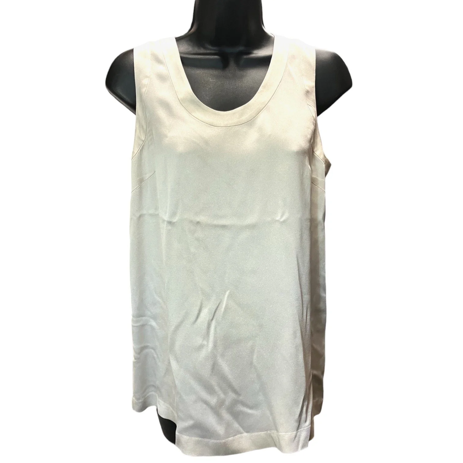 Brunello Cucinelli Stretch Silk Satin Top, Beige, Size M