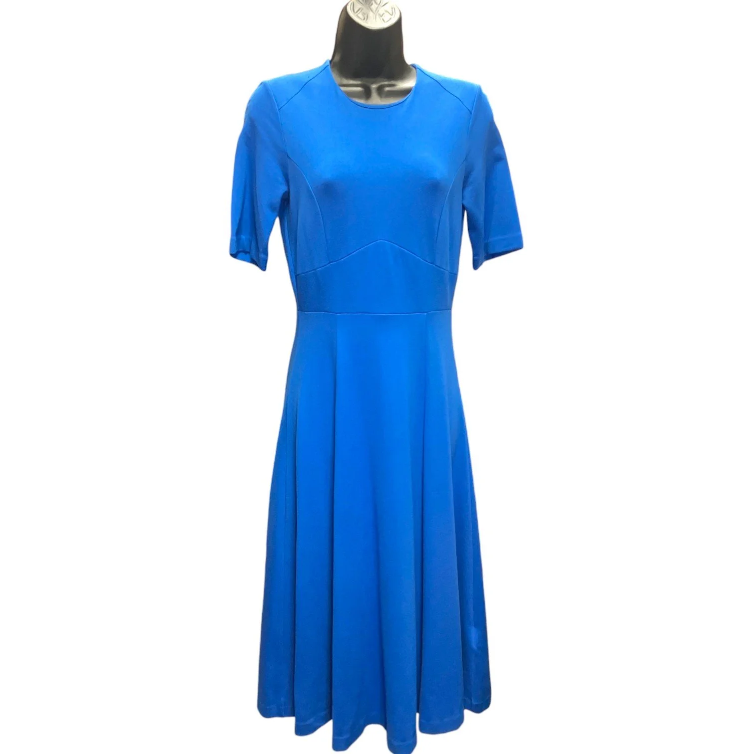 St John Evening Silk & Wool Drape Back Dress, Black/Navy, Size 6 (S)   Mercer Island Thrift Shop