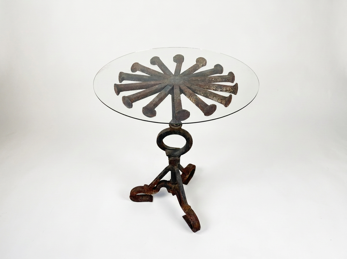 1940s Folk Art Iron Accent Table