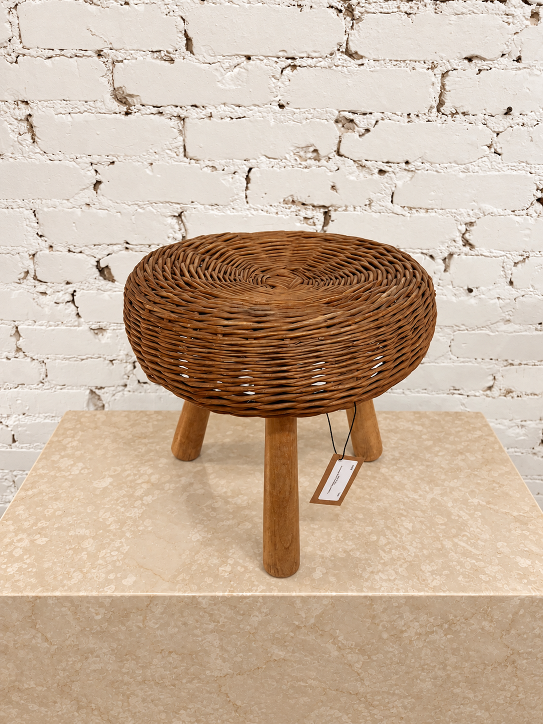 Tony Paul Wicker Stool, Circa 1950s