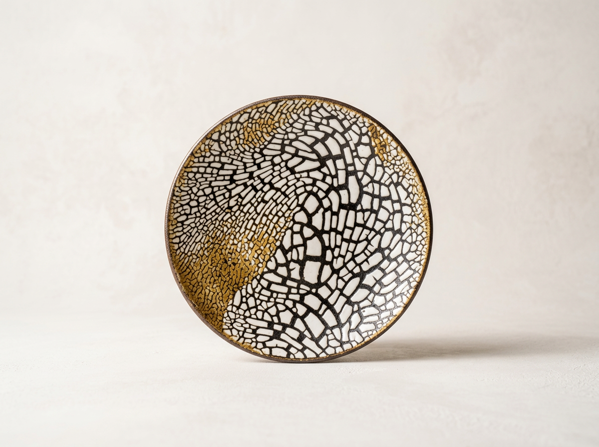 Ceramic Crackle Wax Resist Glazed Bowl
