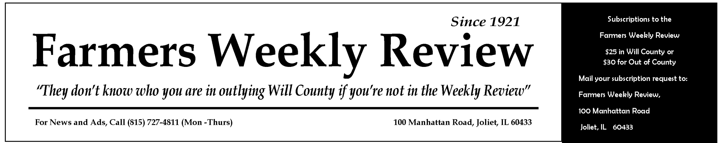 FARMERS WEEKLY REVIEW — Will County Farm Bureau