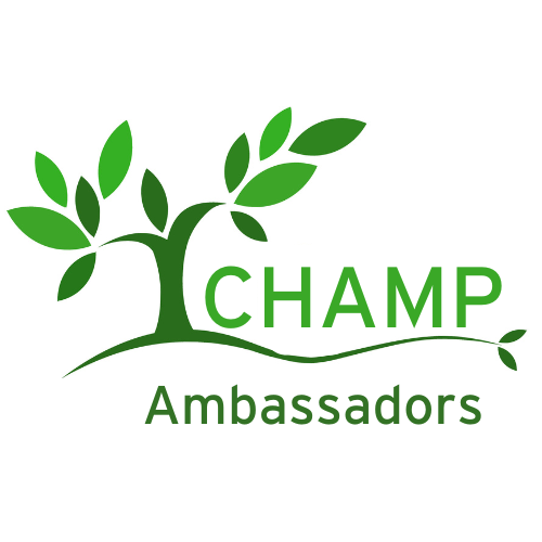 A tree with shades of green and text that reads CHAMP Embassadors