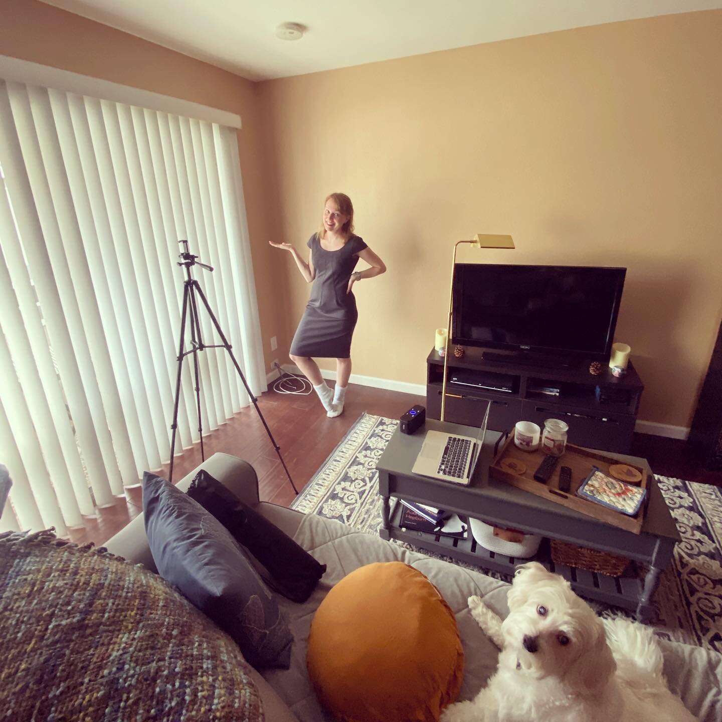The benefits of recording at home: fuzzy socks and a pup for my audience! 

I&rsquo;ve made so many excuses lately not to sing or practice. 

I don&rsquo;t have fancy lighting. 
I don&rsquo;t have good sound equipment. 
It&rsquo;s too cold. 
I don&rs