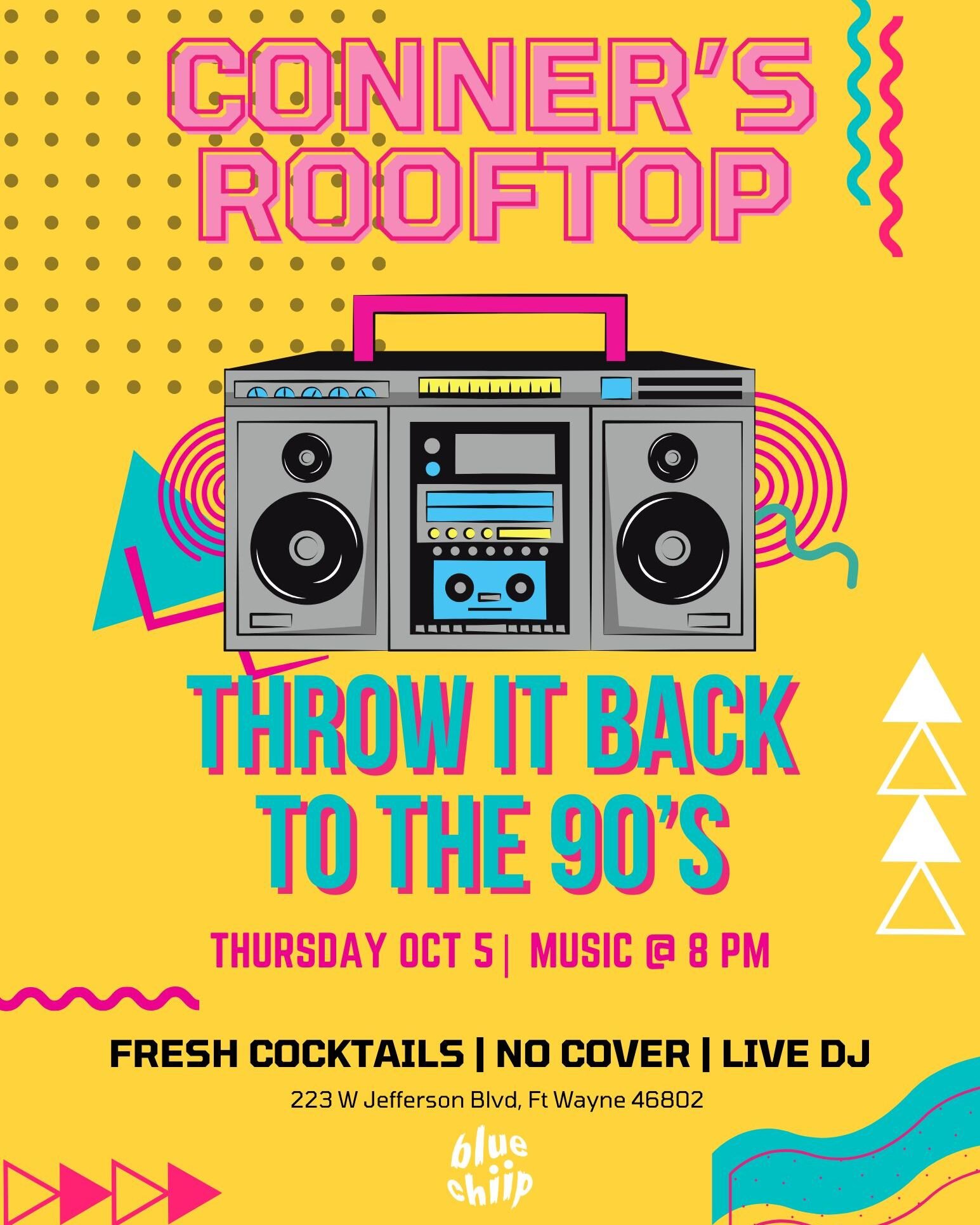 📀 📀 THIS THURSDAY 💿💿 90's NIGHT @ THE ROOFTOP w/ @bluechiipofficial !! 8PM TO CLOSE!! #dj #housemusic #90s #throwback #CDS #rooftopbar