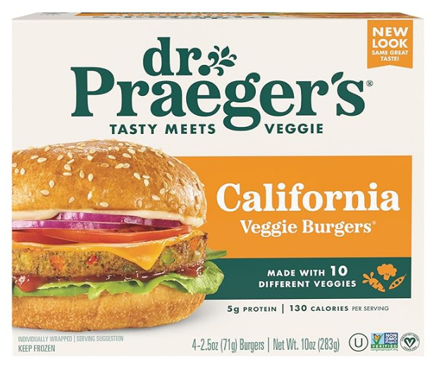 1 burger |
130 calories |
5g protein |
2g sugar  |
0 added sugar