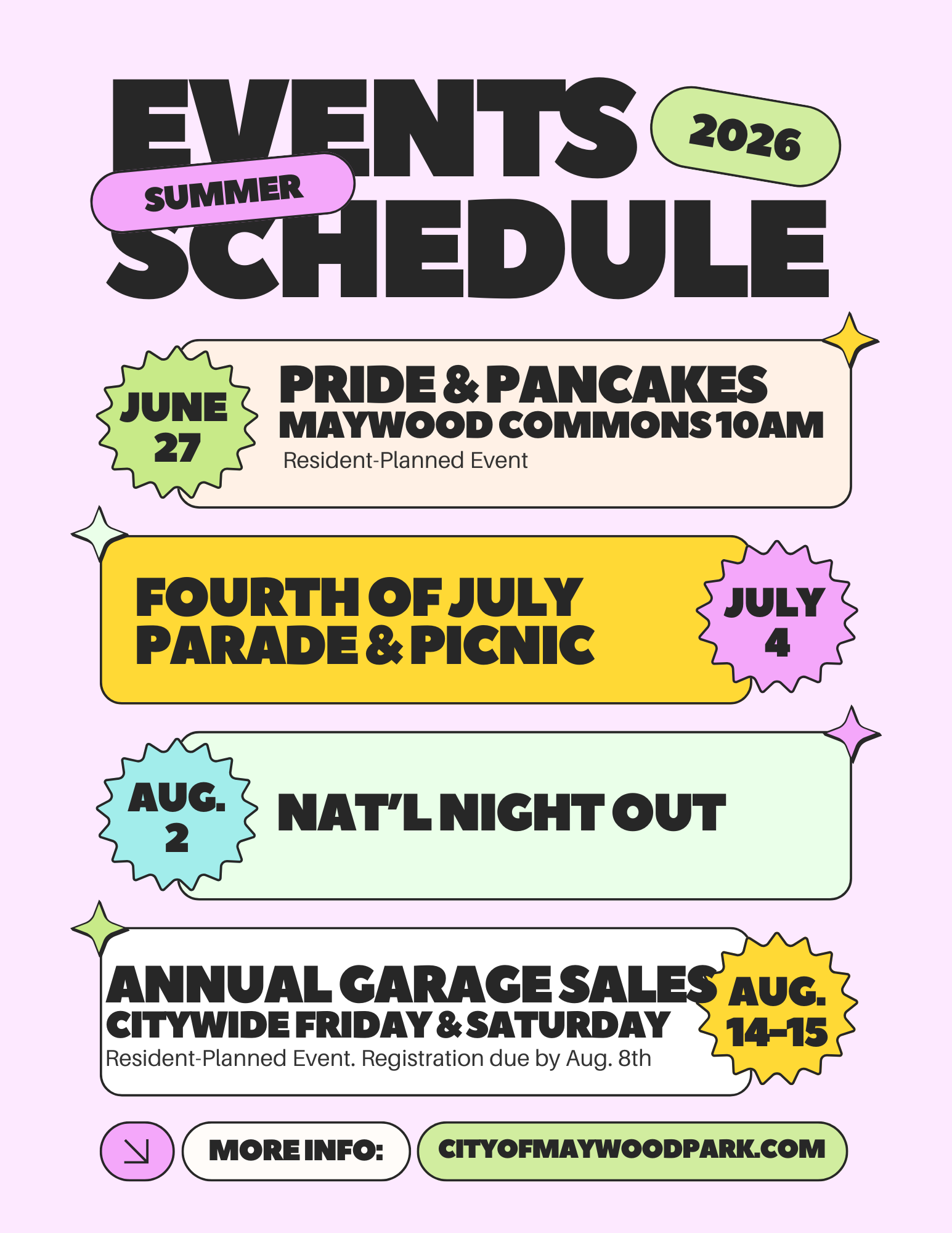 City Summer Events Schedule