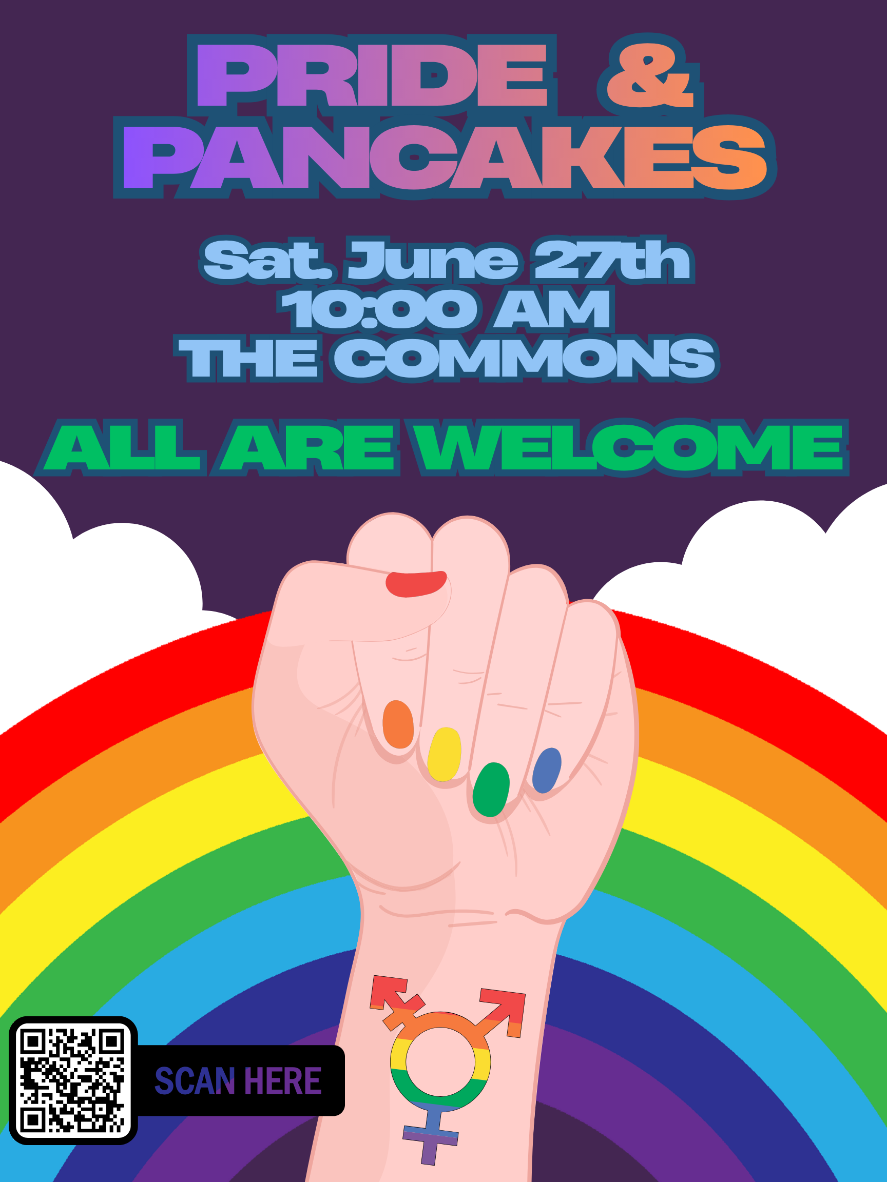 Please join us for the 2nd annual Pride and Pancakes event on Saturday June 27th at 10 am.