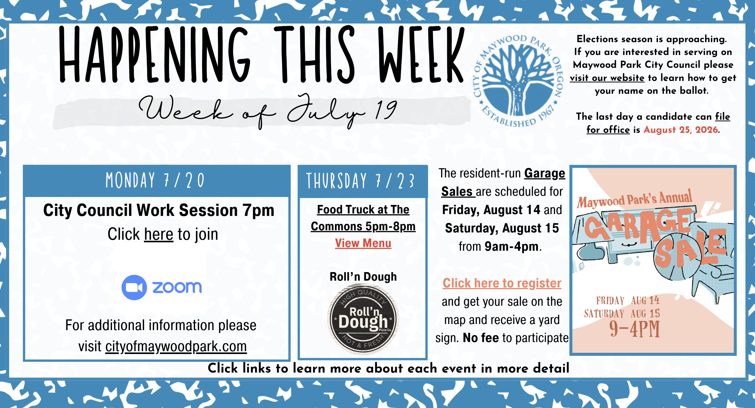 Events Week of July 19