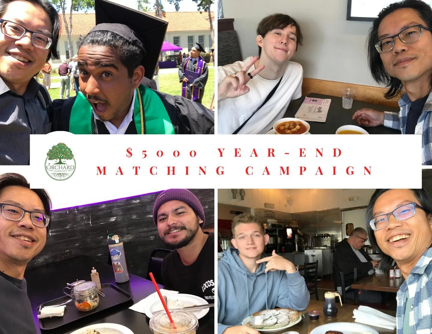 &lt;&lt;$5,000 year end matching campaign&gt;&gt;

Hello Friends,

Additional donors have increased our year end campaign to $5000. Your giving today will go twice as far in equipping our young adult men with life skills and mentorship for a more sta