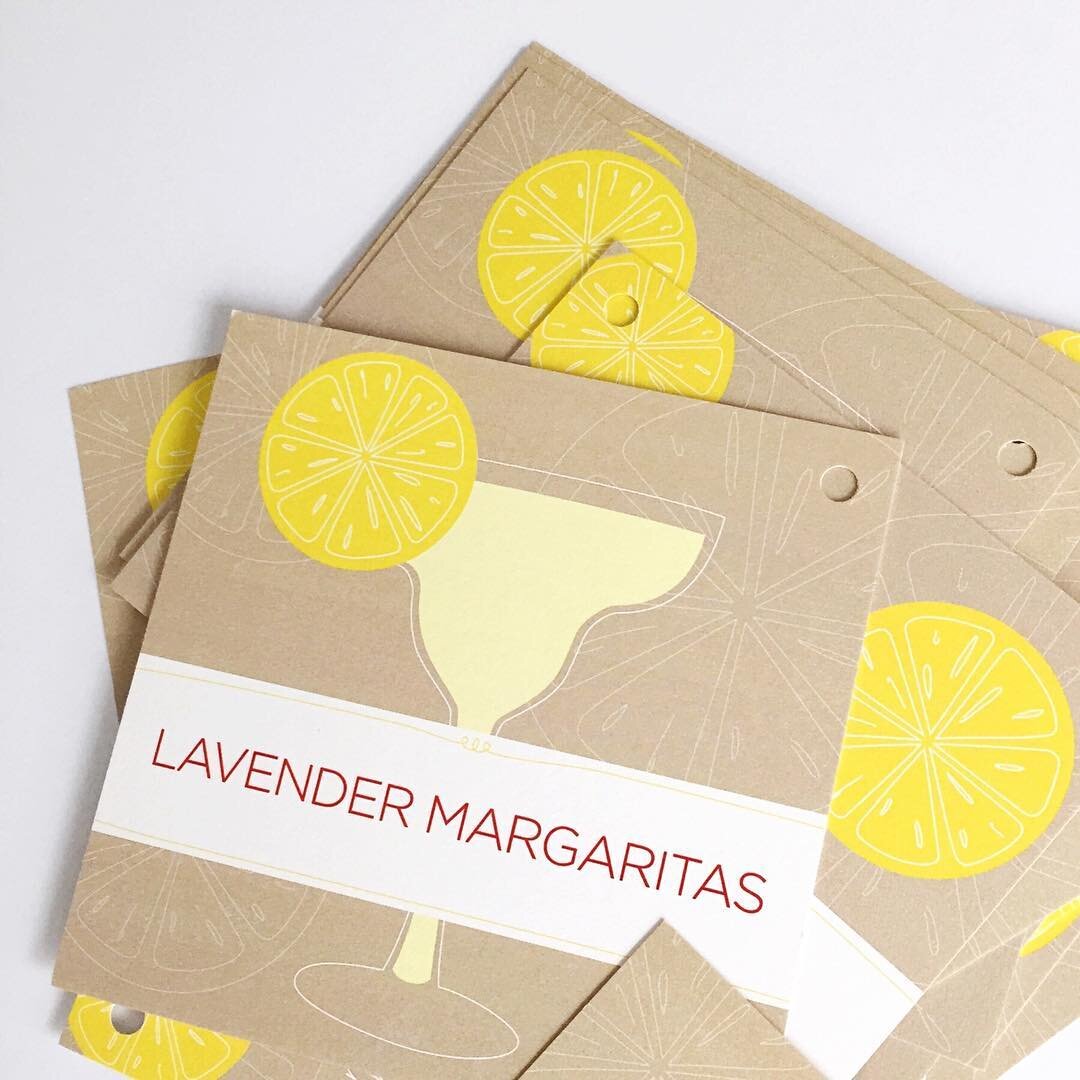 It's still pretty hot, so I could definitely go for a Lavender Marg right about now. This is an older hang-tag/recipe card design for a client, but I still 💛 the uncoated paper + yellow.