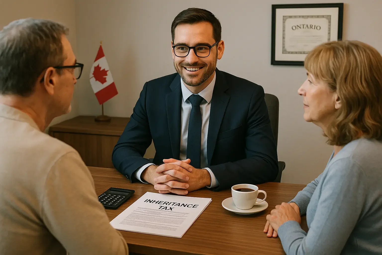 Lawyer advising couple on inheritance tax in Ontario