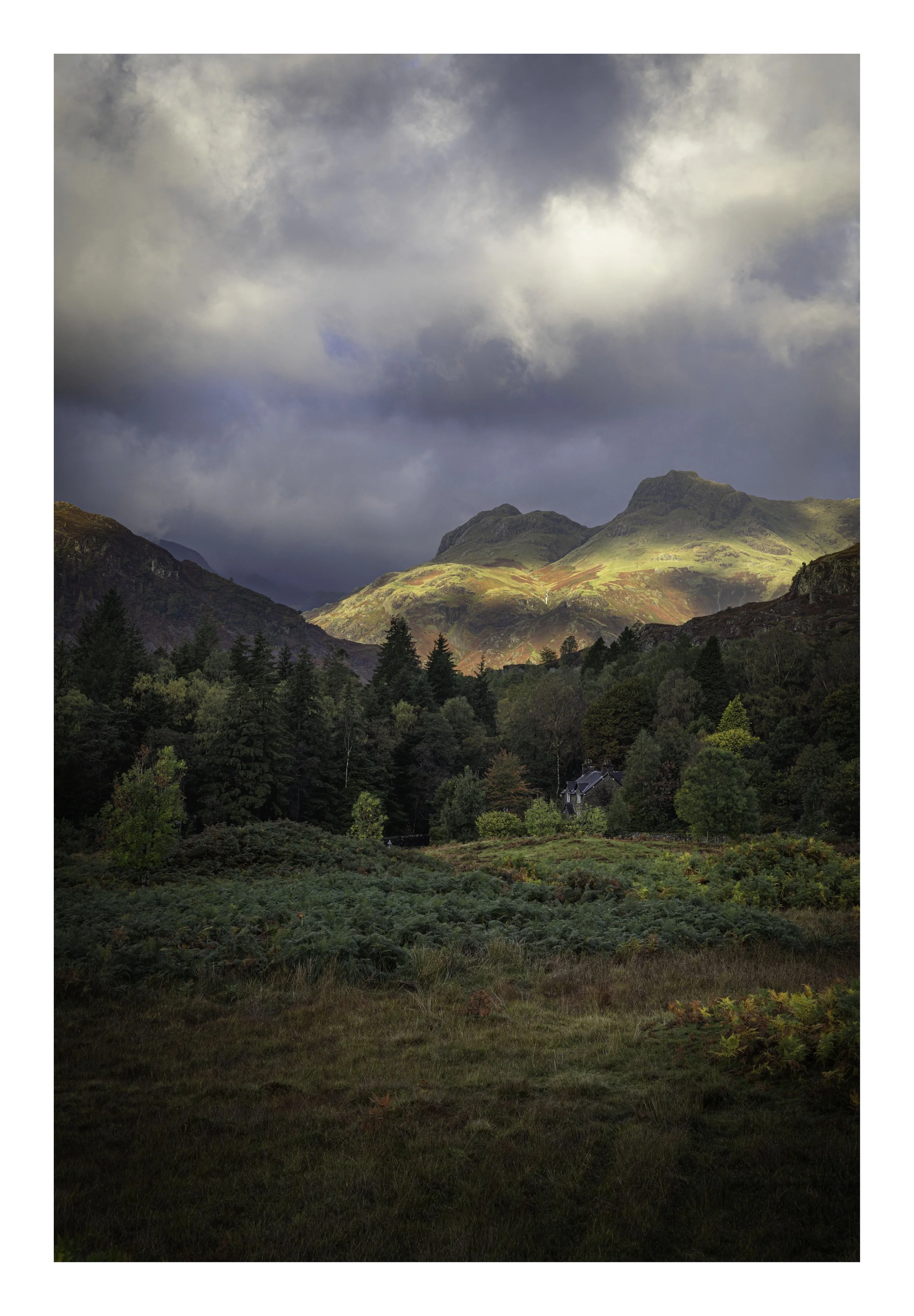 Sunlight on the Langdale Pikes