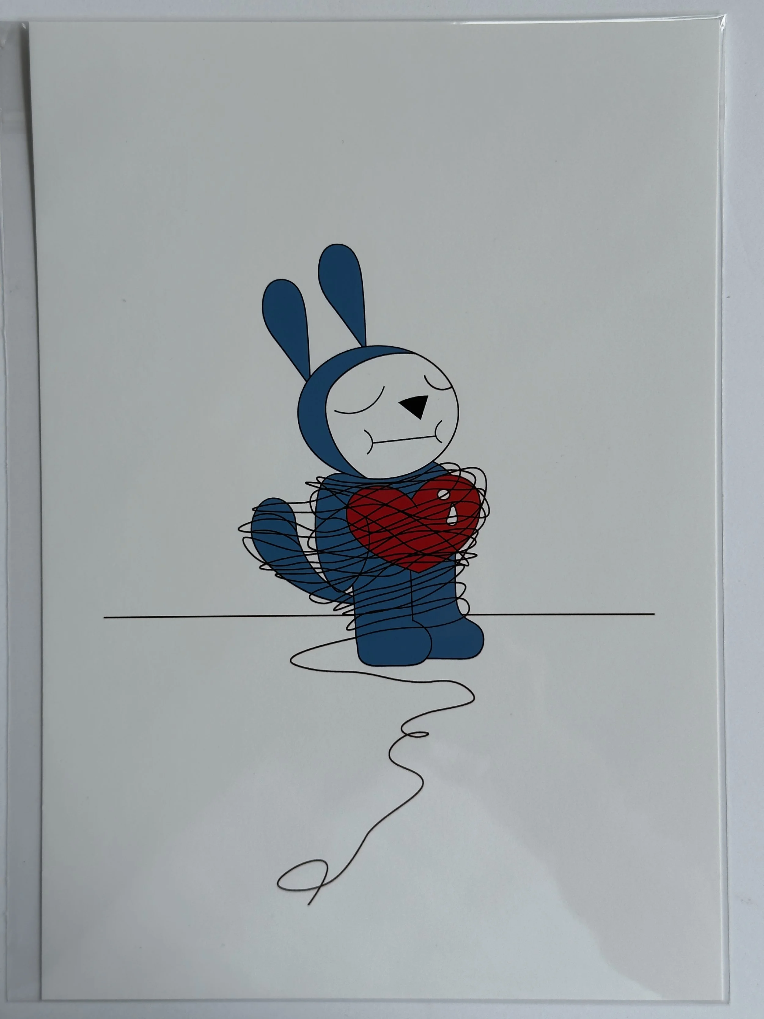Blue bunny tangeld in love