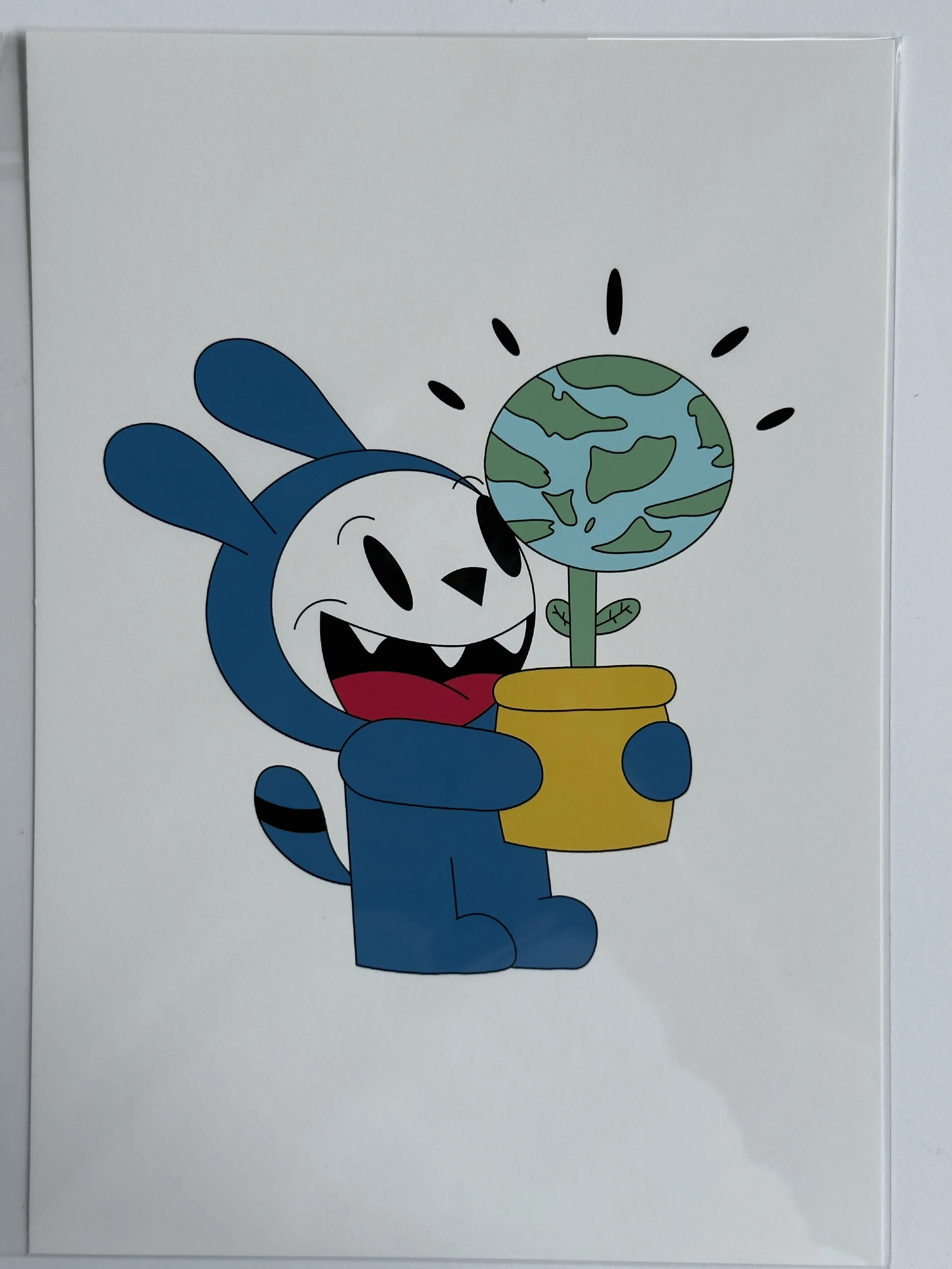 Blue bunny growing the planet