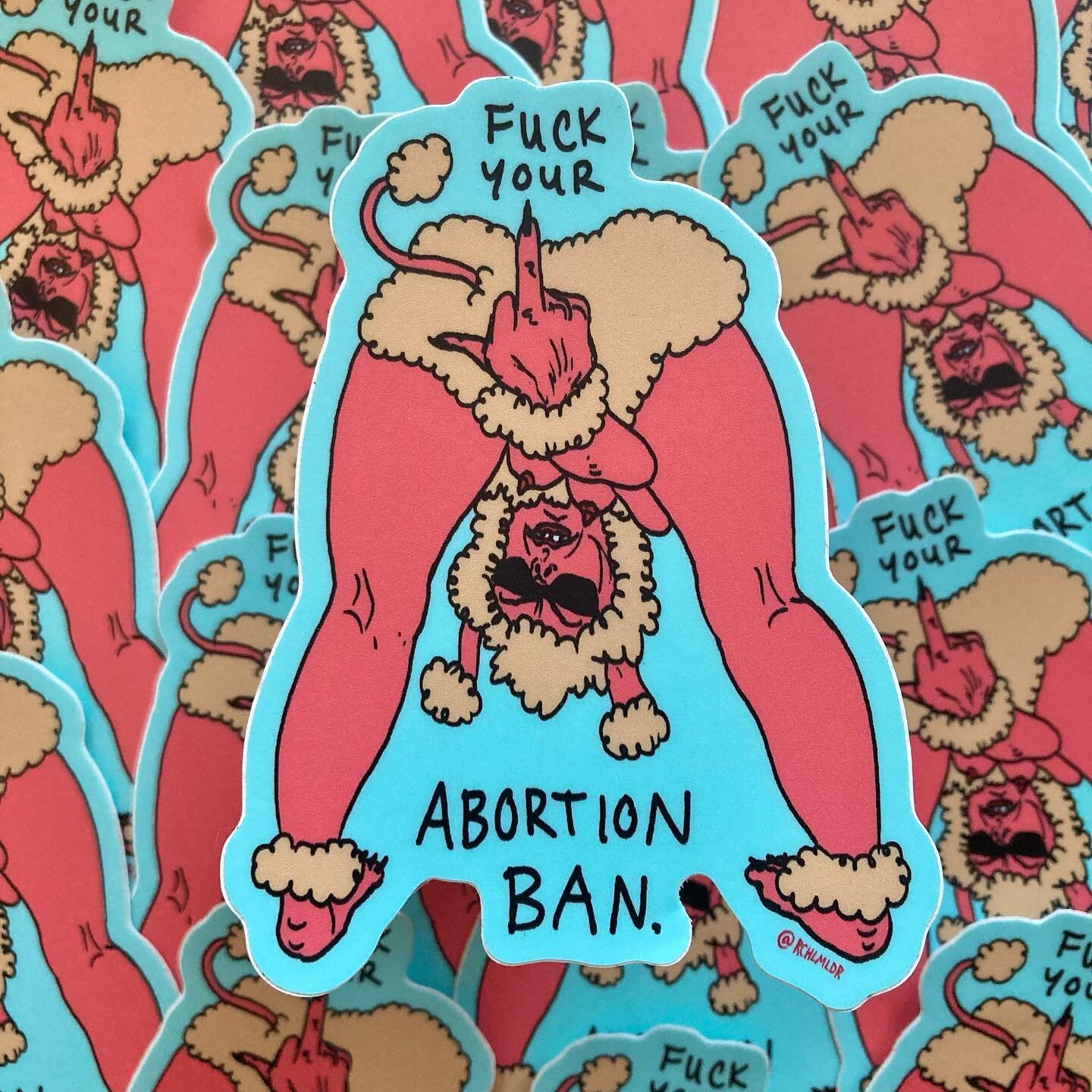 sticker fundraiser continues: this month half of all proceeds will be donated to @carolinaabortionfund! thanks to @yellowfund for this urgent call to action. 

stickers are available in my shop and at @groverscuriosityshop! 

#FuckYourAbortionBan 🐩?