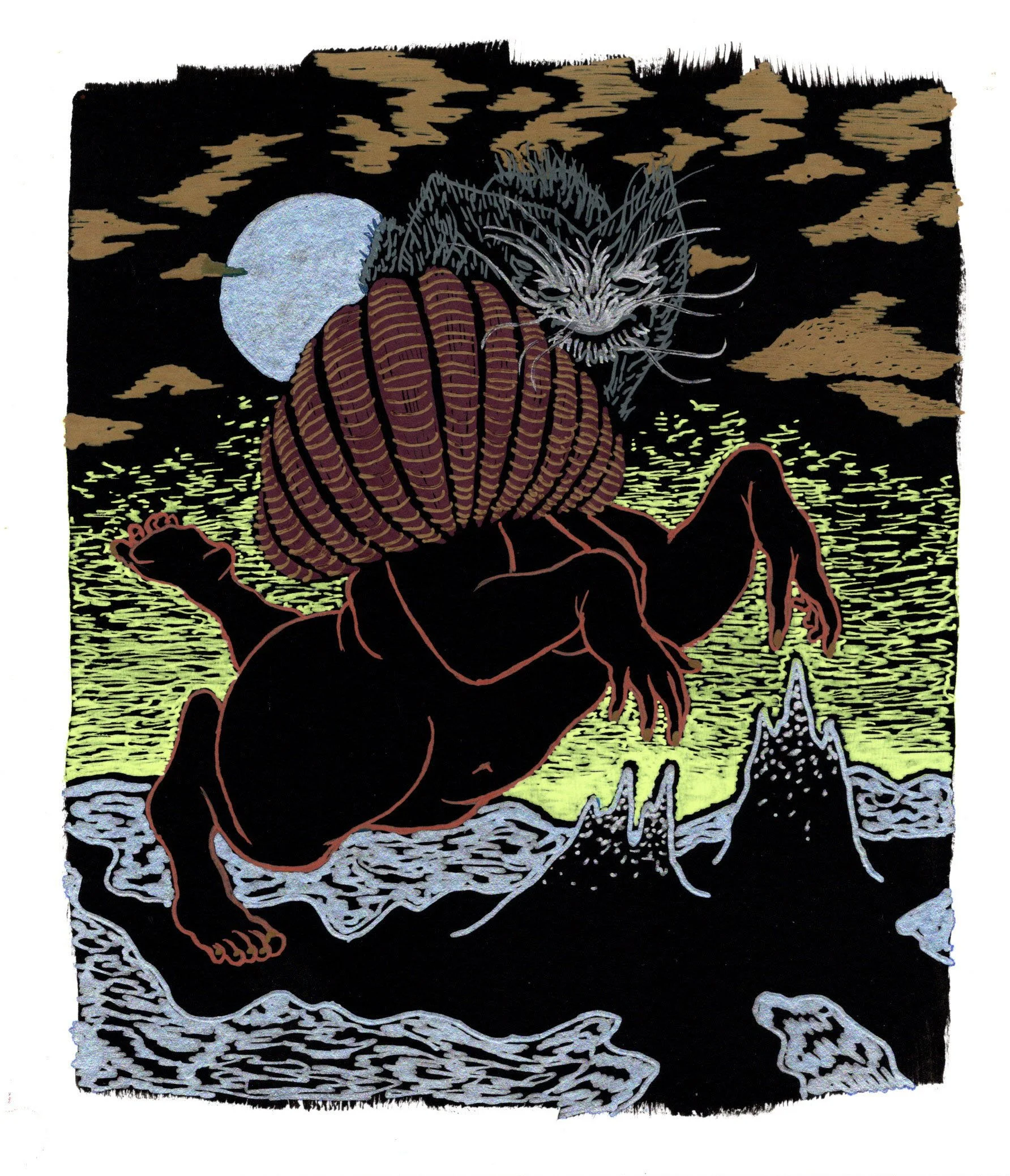 Werewishes, 2026. gel pen on black gessoed paper. 6 x 7 inches