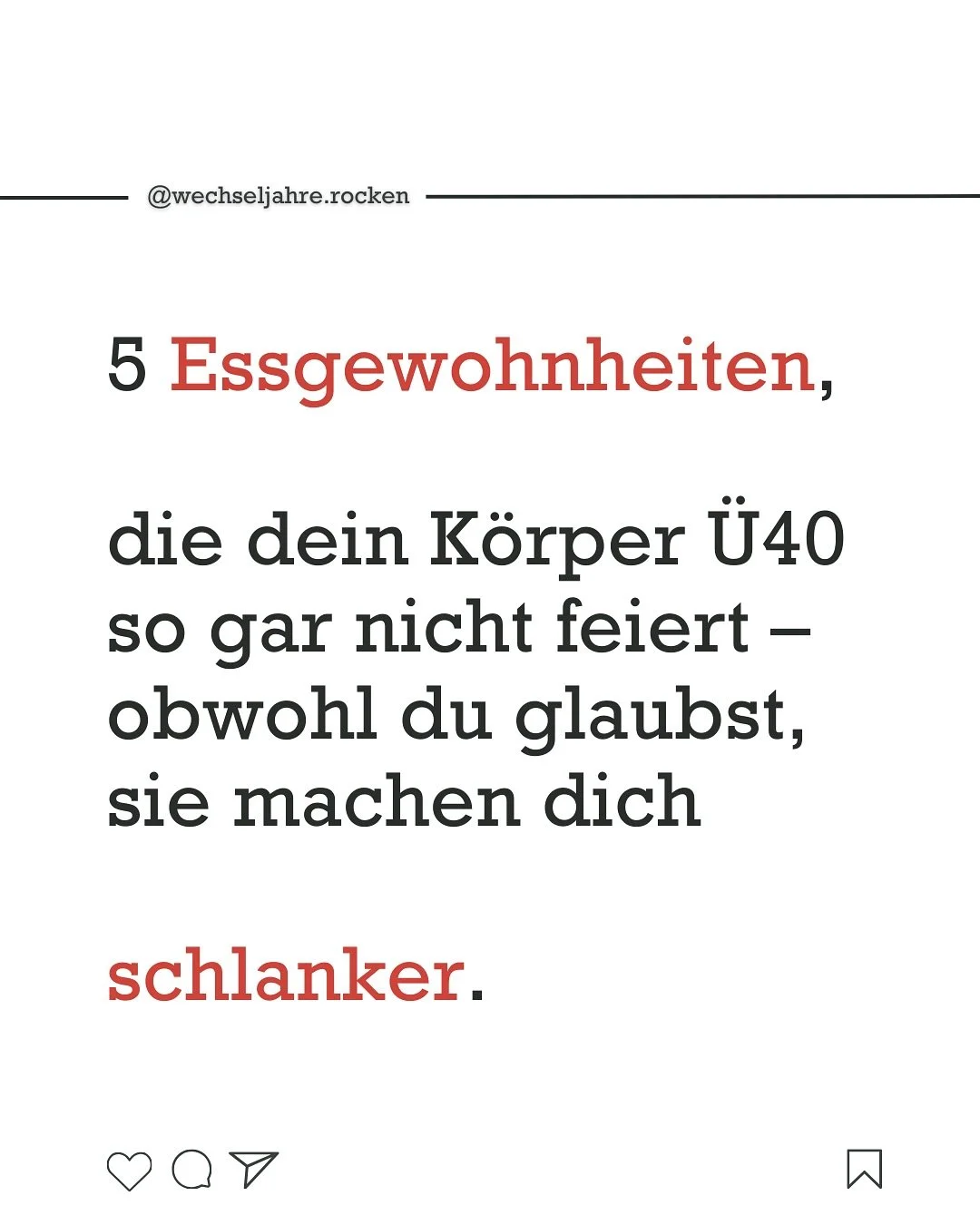 🔴 Diese 5 &bdquo;gut gemeint, leider sinnlos&ldquo;-Essgewohnheiten sind der Grund, warum dein Bauch &Uuml;40 bleibt, wo er ist. 
Sie halten dich im Frust-Kreislauf fest &ndash; statt dich leichter, freier und wohler f&uuml;hlen zu lassen.

Mach es 