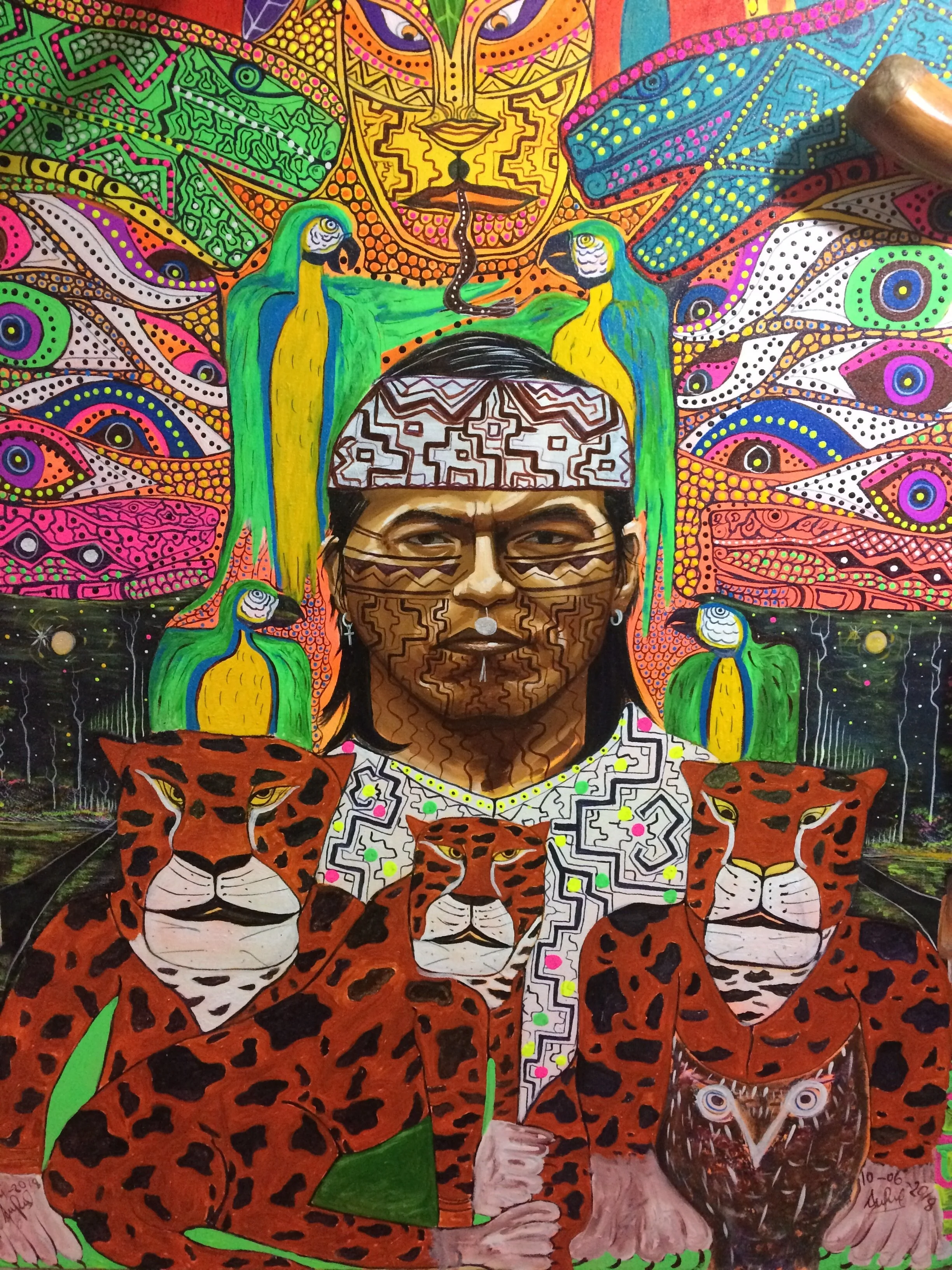 Autoportrait de Wish, mon chaman, exemple brillant d’a(rt)yahuasca shipibo !