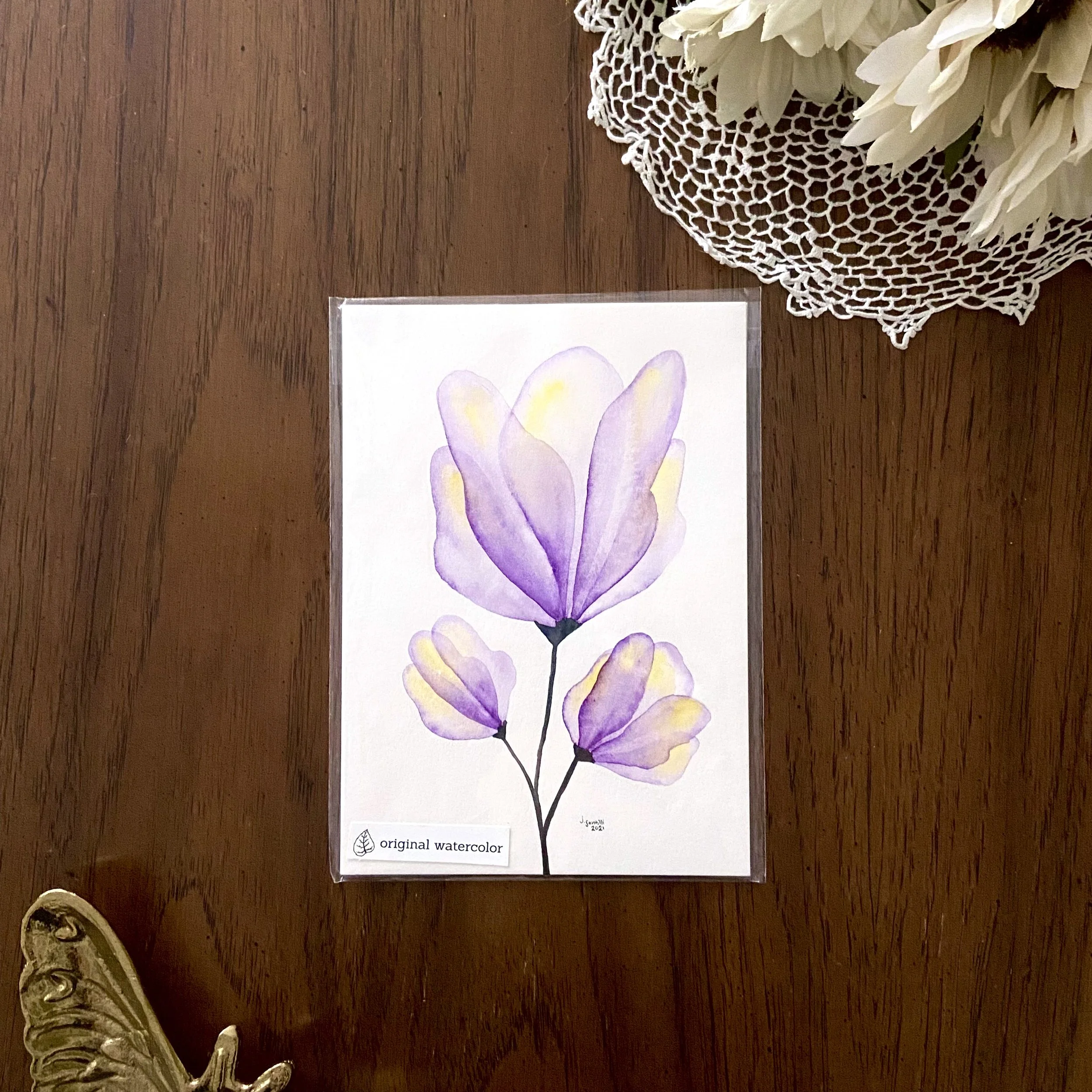 Original Watercolor - Purple Translucent Flower