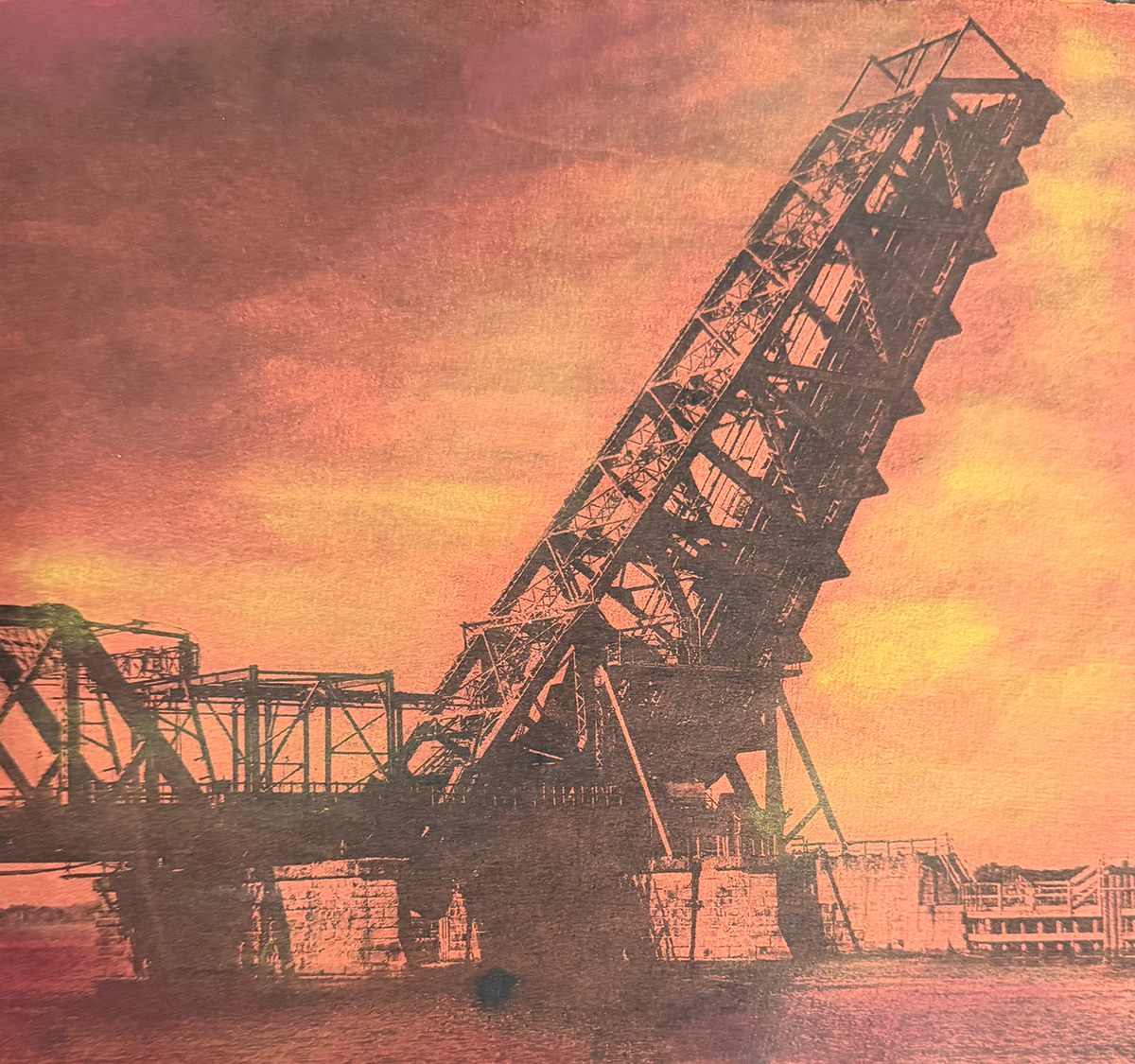 Uptime - 8" x 8" - Paper Lithograph and Mixed Media on Paper