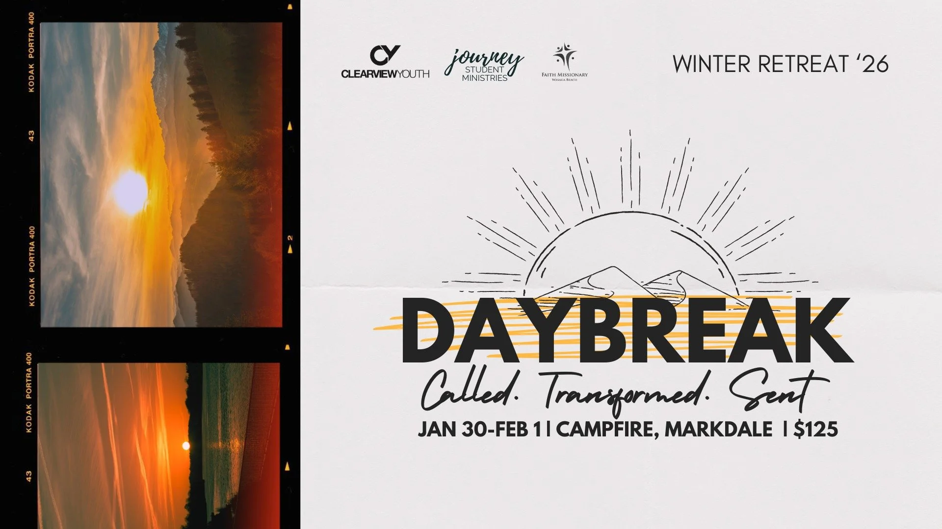 DAYBREAK | Winter Retreat 2026, Jan 30 - Feb 1
(Registration link in bio)

Our winter retreat is one of the hi-lights of the year! We&rsquo;ll spend an amazing weekend together at Campfire Bible Camp in Markdale. We want every single one of our stude