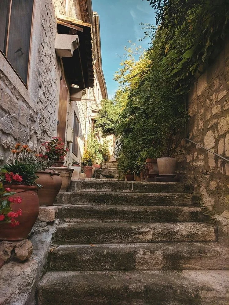 Steps to Mediterranean style building