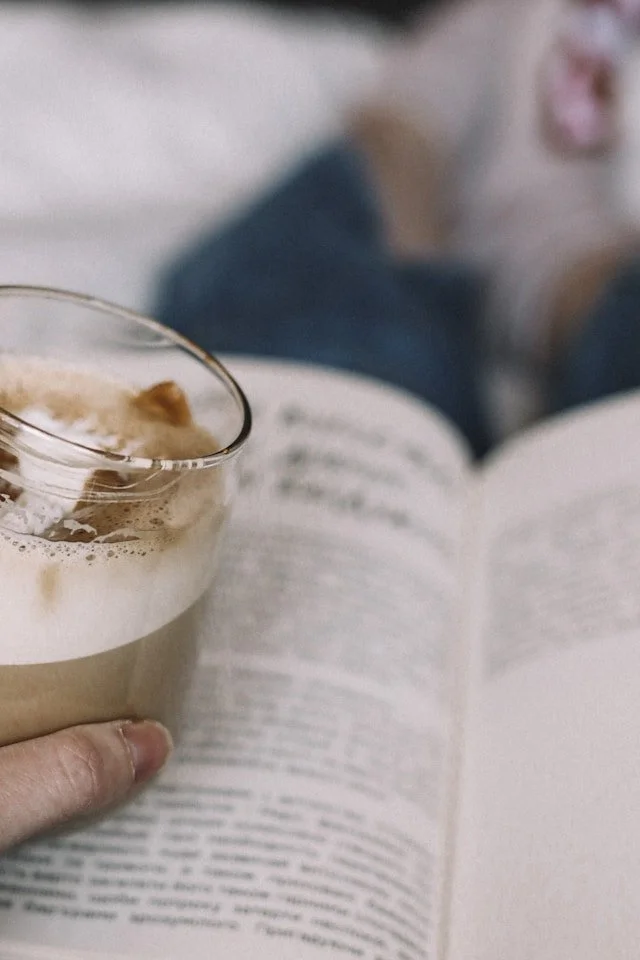 Self-help book and coffee