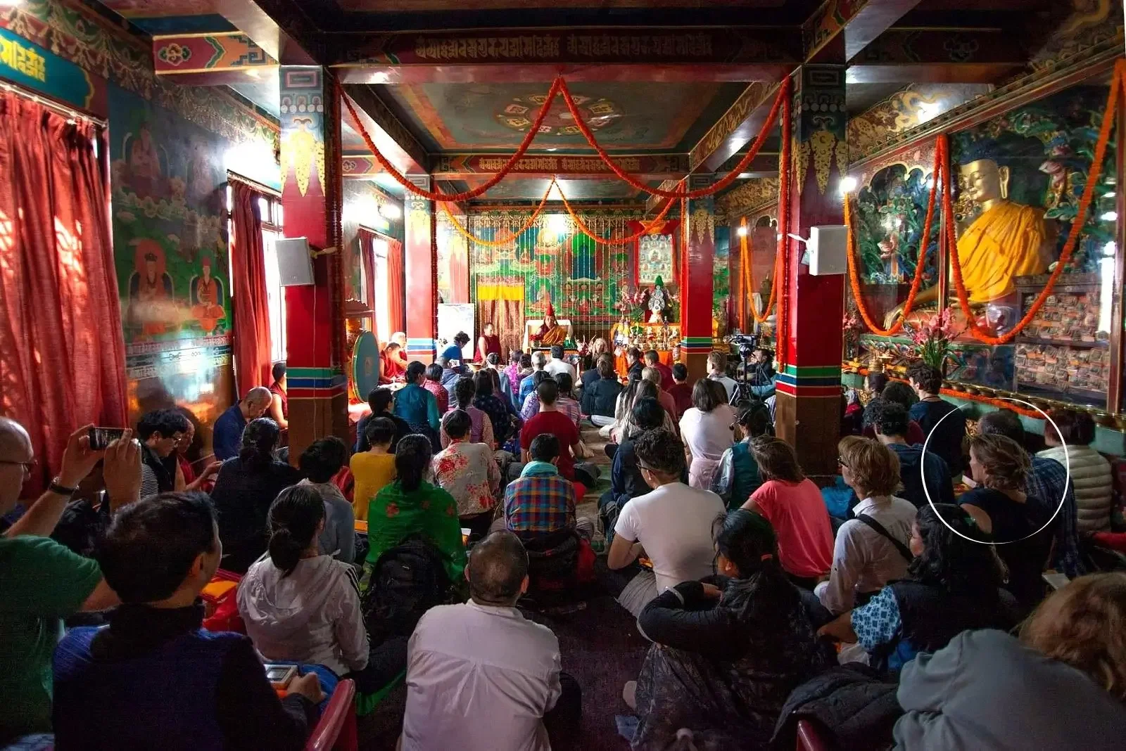 Karin Peeters and many others at teachings by Chokyi Nyima Rinpoche