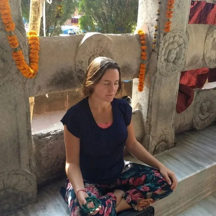 Karin Peeters meditation at the place where the Buddha got enlightened