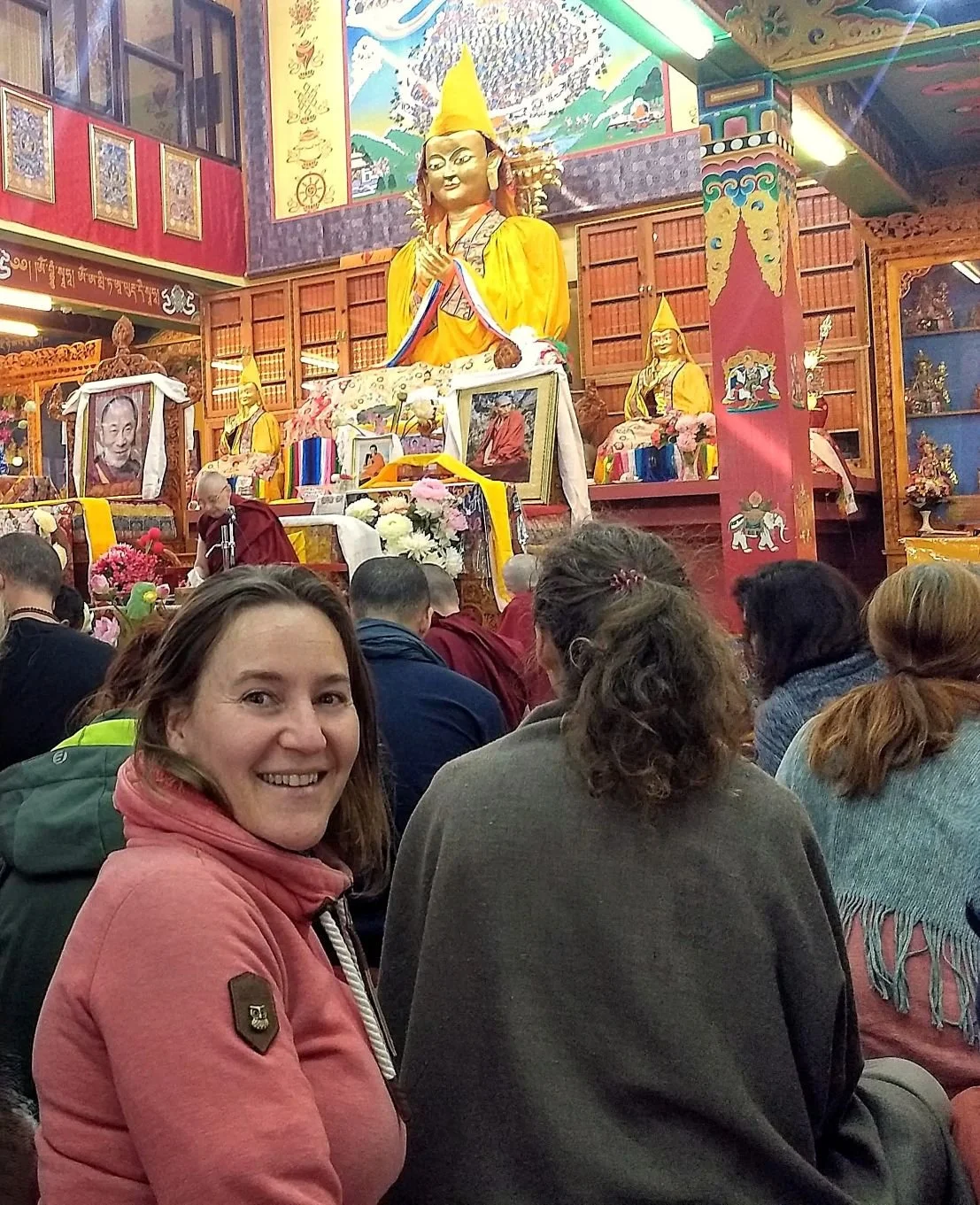 Karin at teachings of Jetsunma Tenzin Palmo at Tushita, Dharamsala, India