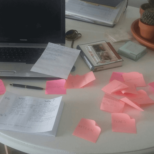 Cathartic brain dump with post its