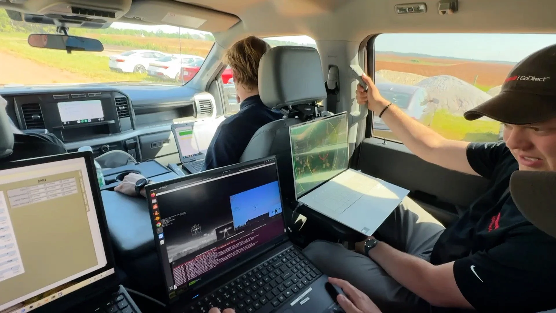 Defense innovation system operators detect drones on screens