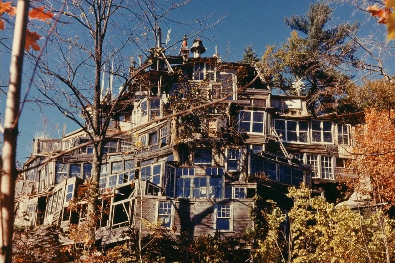 House of Mirrors, by Clarence Schmidt, Woodstock, 1940. A 7 storey, 35 room ramshackle home built by Schmidt largely out of salvaged materials 