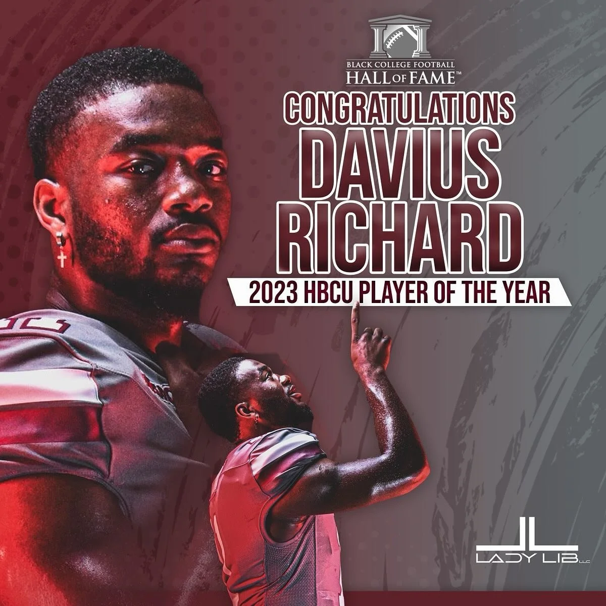 Congratulations @11dwr on your distinction as the 2023 HBCU Player of the Year from @blackcollegefootballhof. Your Lady Lib family is proud to celebrate this honor tonight with you, along with your @nccufb family and friends. 
.
#nflagent #NFL #CFL #