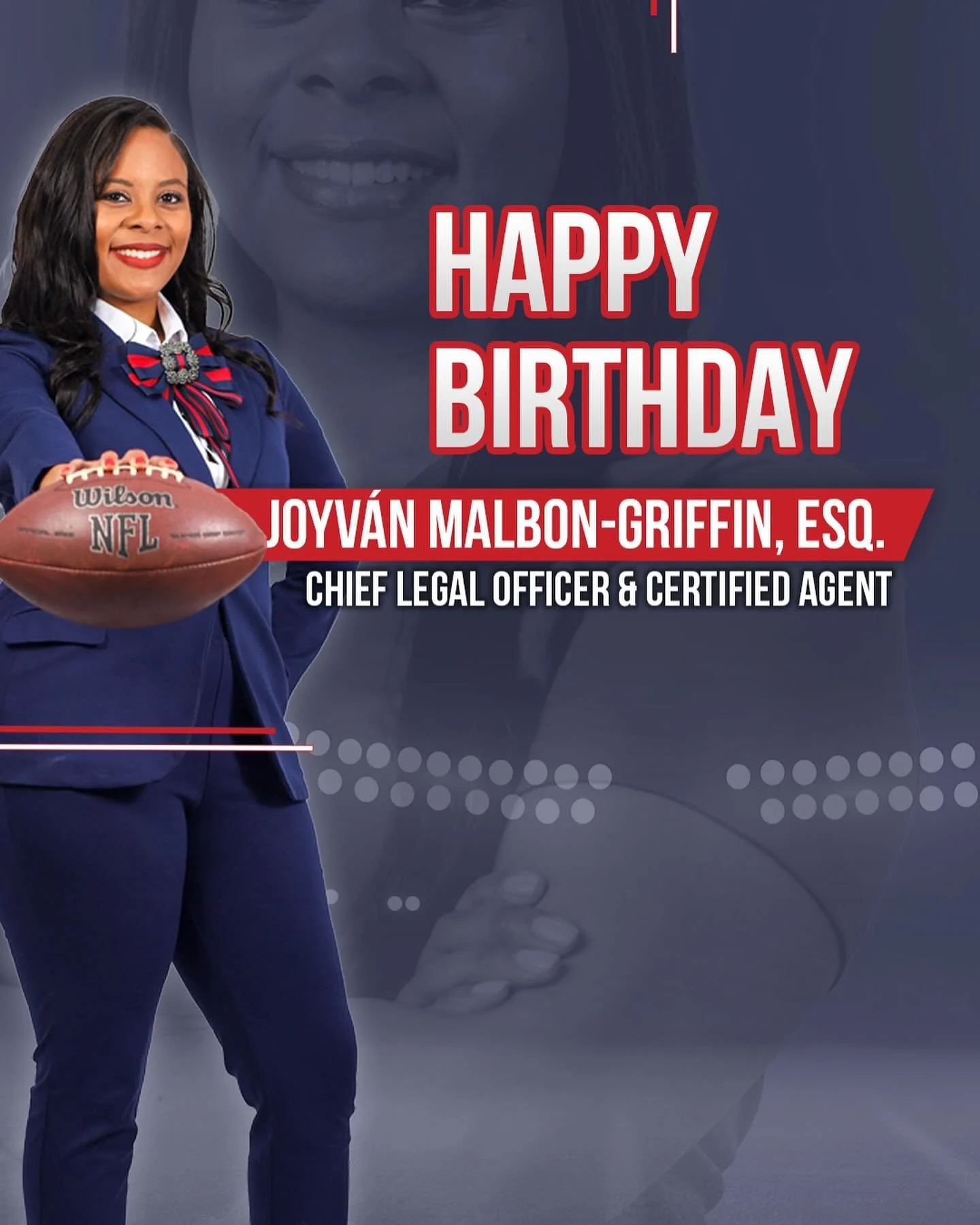 Happy Birthday to @joy_the_esquire, our lead attorney and partner agent. Wishing you many more journeys around the sun. - from the full Lady Lib Family. 
#nflagent #NFL #CFL #XFL #UFL #USFL #NFLDraft #womeninsports #football #cfb #nil #big12 #aac #ac