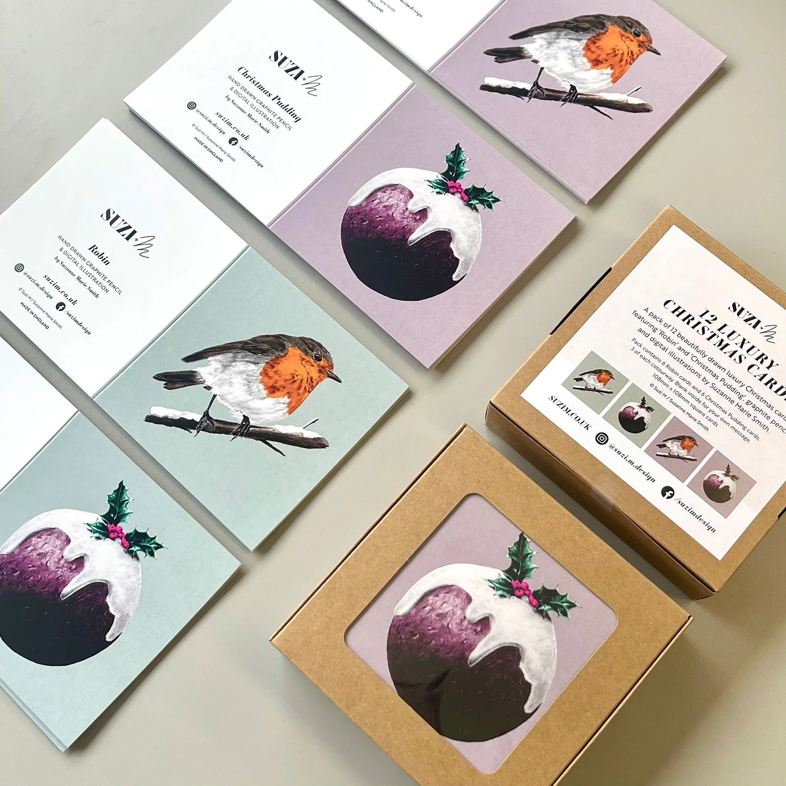 Suzi-M-12-Luxury-Christmas-Cards-Robin-Christmas-Pudding-Sage-Mauve.jpg (Copy)