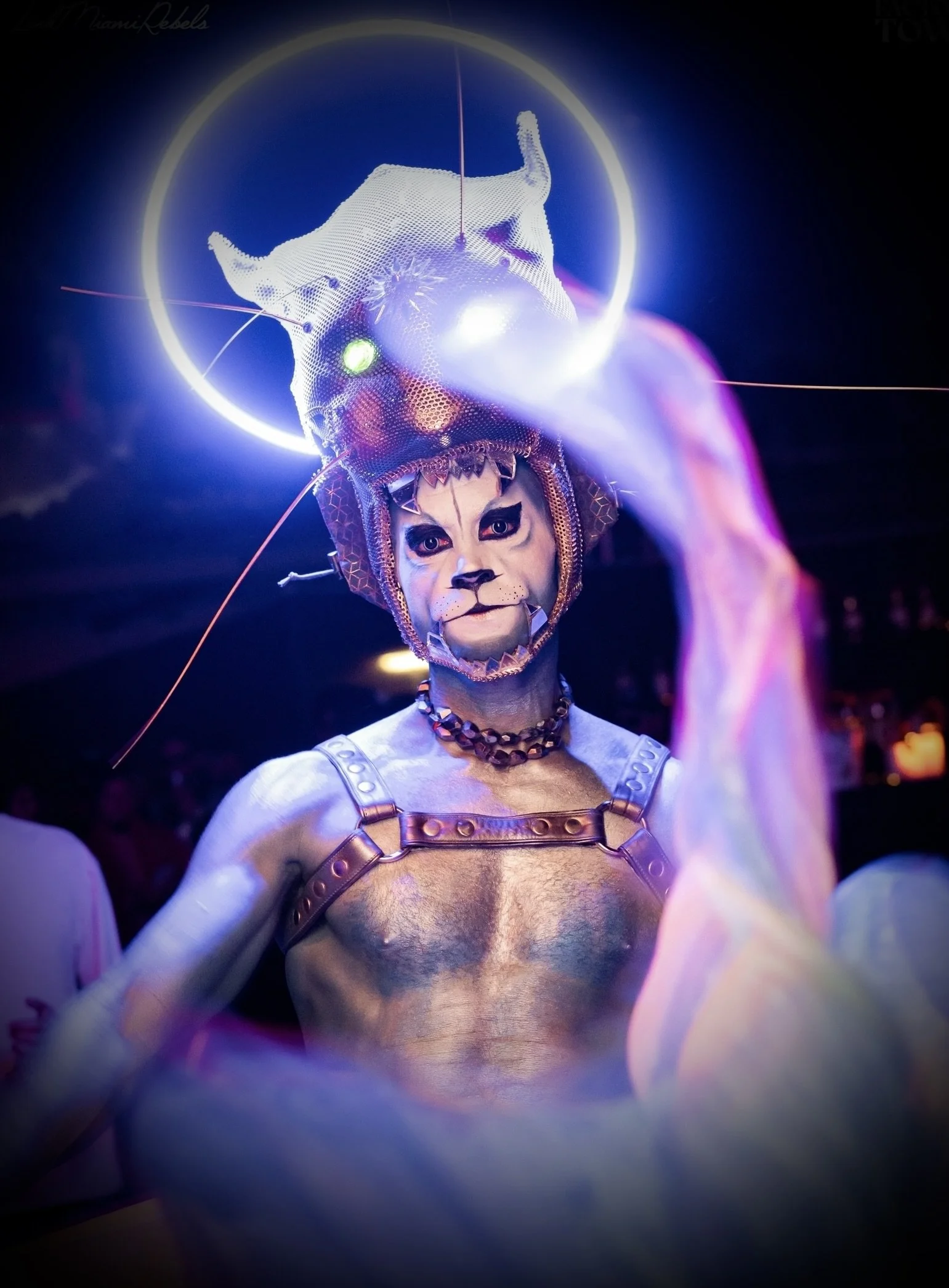 Performer with face painted as alien cat.jpg