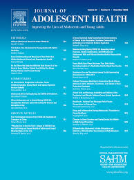 Cover page of the Journal of Adolescent Health with a blue background, listing articles and publication details.